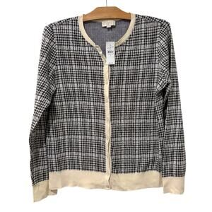 LOFT Outlet | Cardigan Long Sleeve Houndstooth Button Front Preppy NWT- Medium